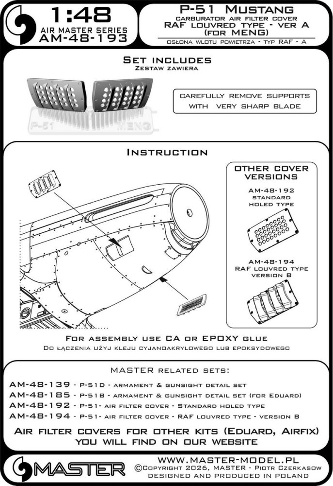 1/48 P-51 Mustang car.air filter c.RAF louvr.A(MG)