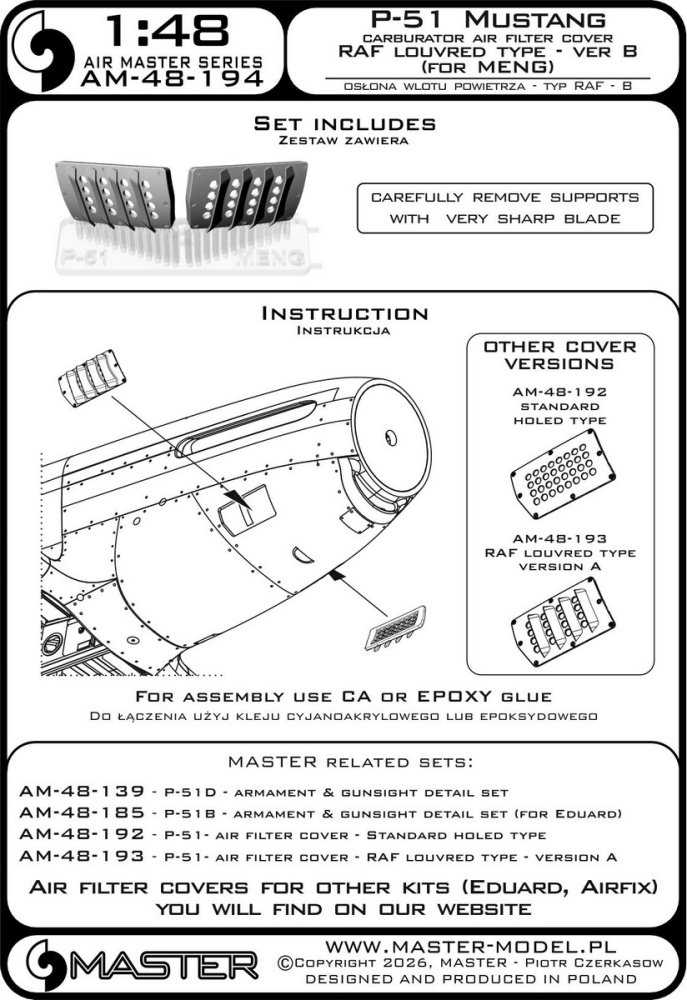 1/48 P-51 Mustang car.air filter c.RAF louvr.B(MG)