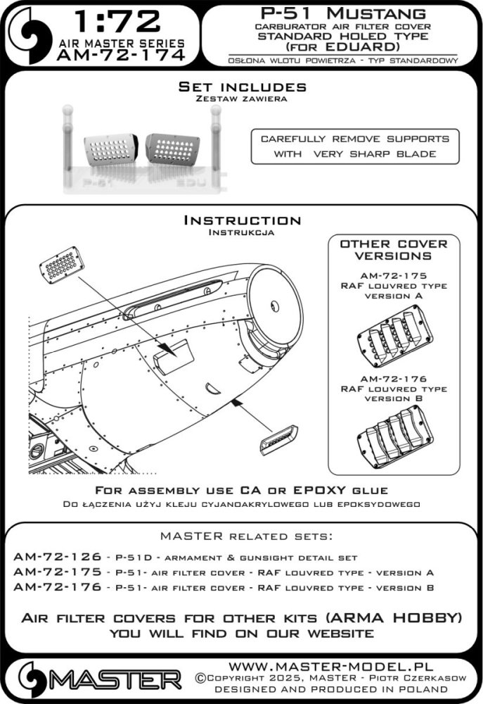 1/72 P-51 Mustang car.air filter cover std. (EDU)