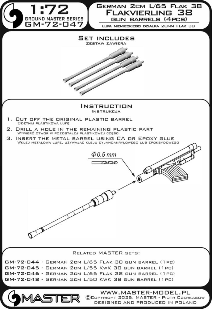 1/72 German 2cm L/65 Flak 38 & Flakv.g 38 gun bar.