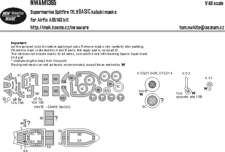 1/48 Mask Supermarine Spitfire TR.9 BASIC (AIRFIX)