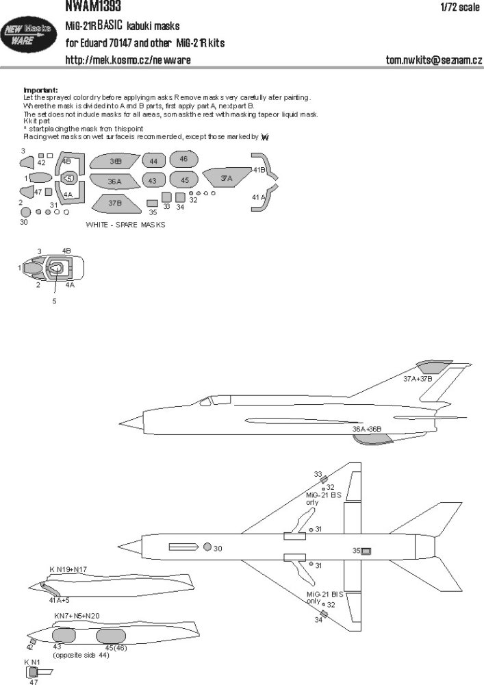 1/72 Mask MiG-21R BASIC (EDUARD)