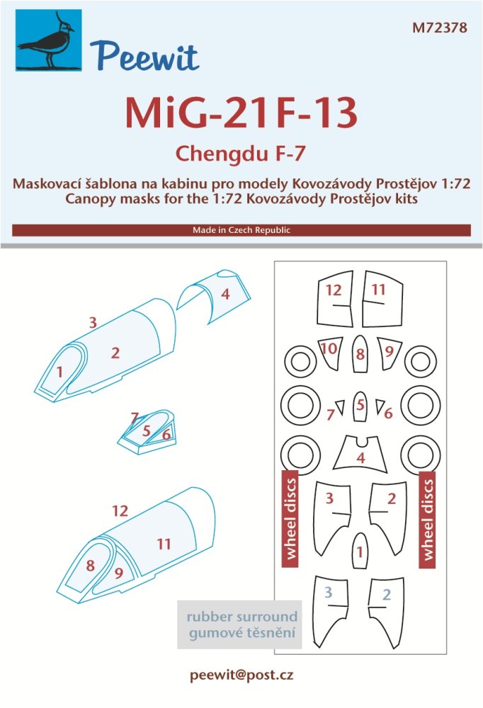 1/72 Canopy mask MiG-21F-13 / Chengdu F-7 (KP)