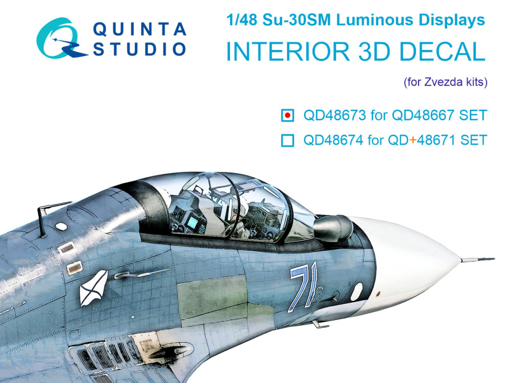 1/48 Su-30SM luminous displays for QD 48667 (ZVE)