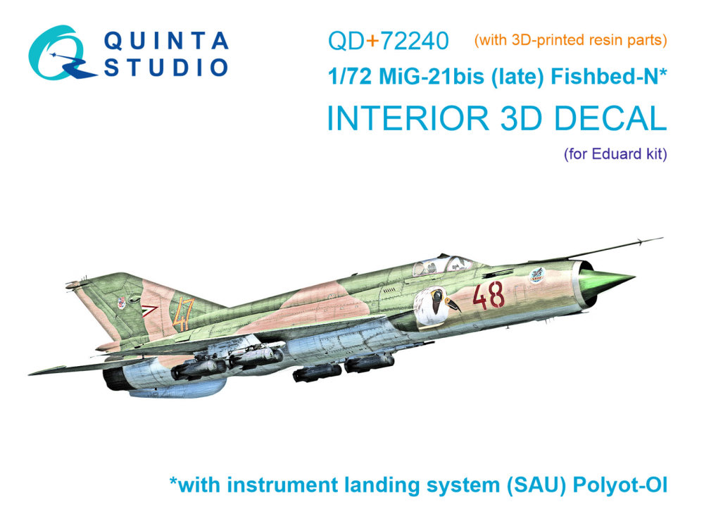 1/72 MiG-21bis late 3D-Print&col.Interior (EDU)