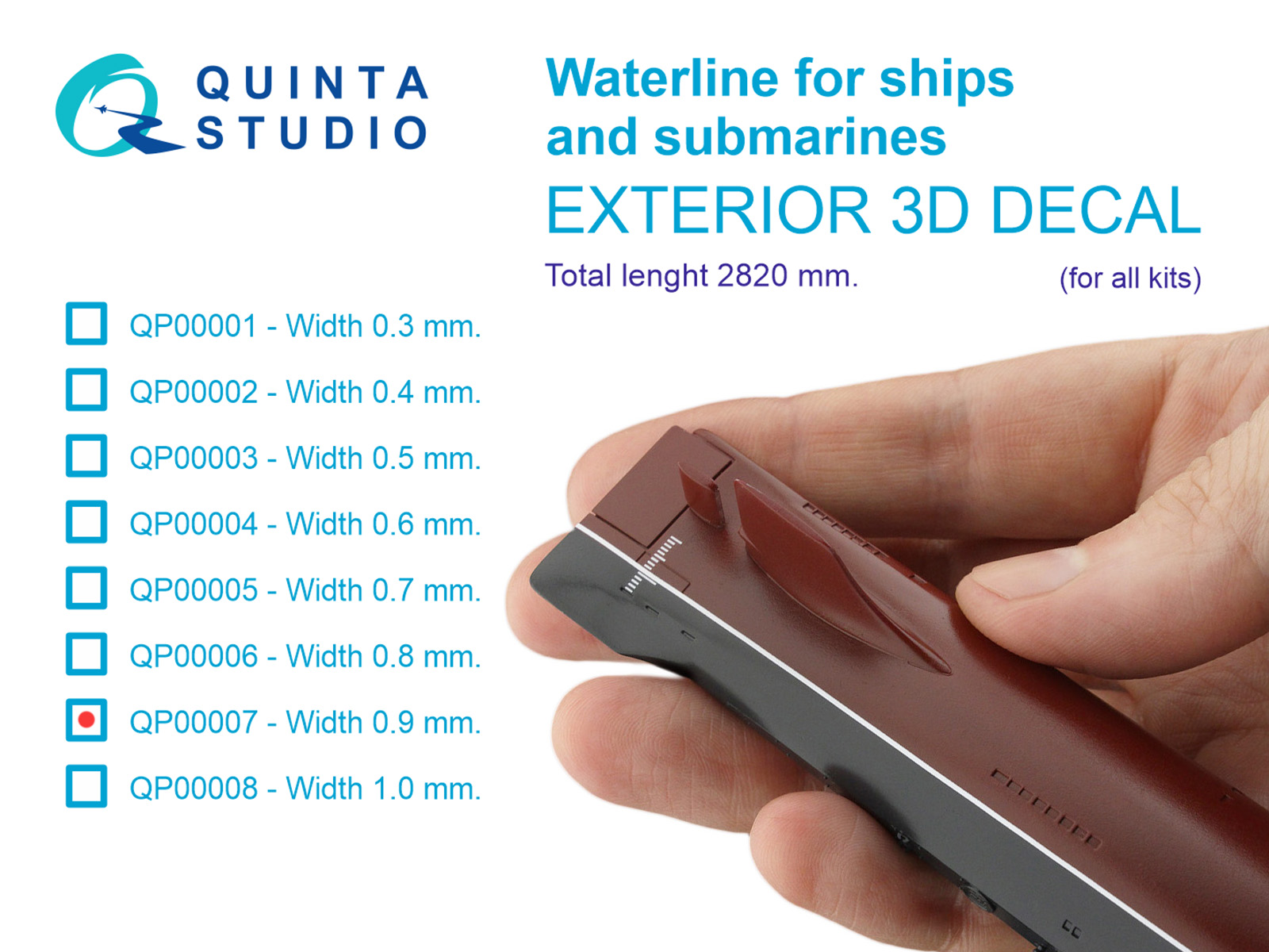 Waterline for ships&submar. (W=0.9 mm, L=2820 mm)