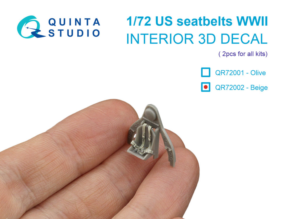 1/72 WWII US Seatbelts, Beige color (for 2 seats)