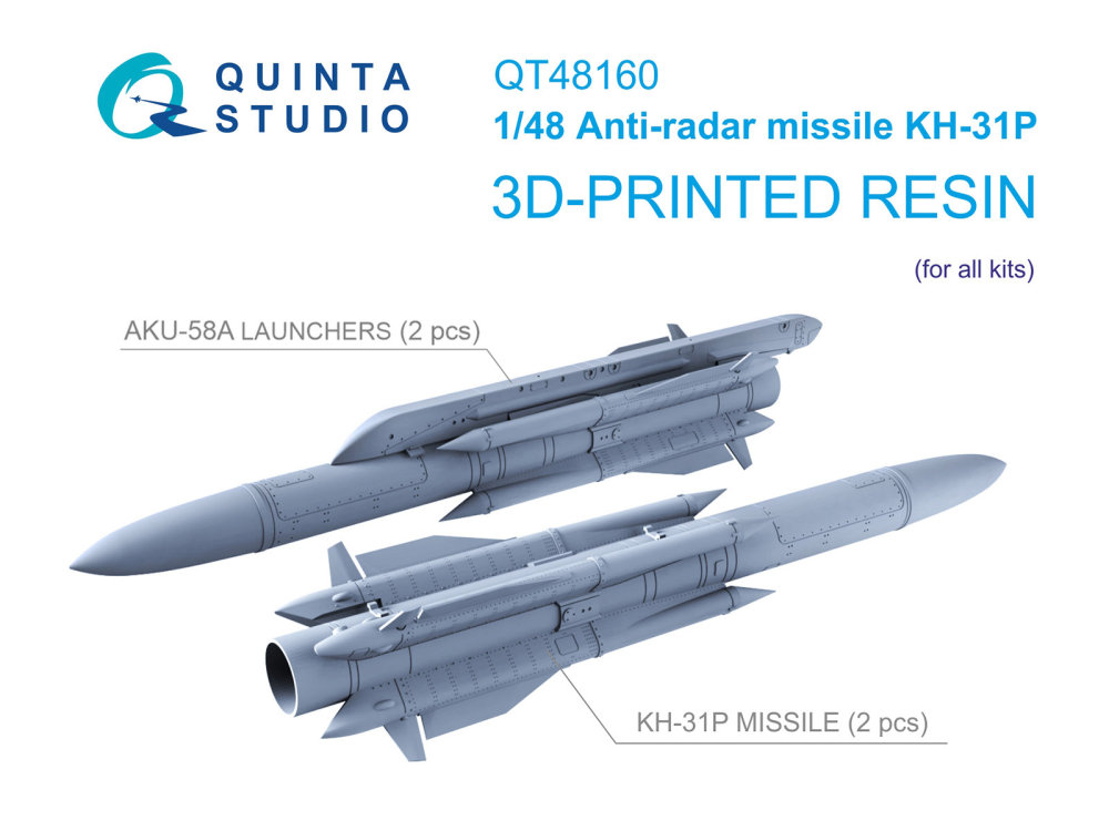 1/48 KH-31P Anti-radar Missiles w/ Launch. (2 pcs)