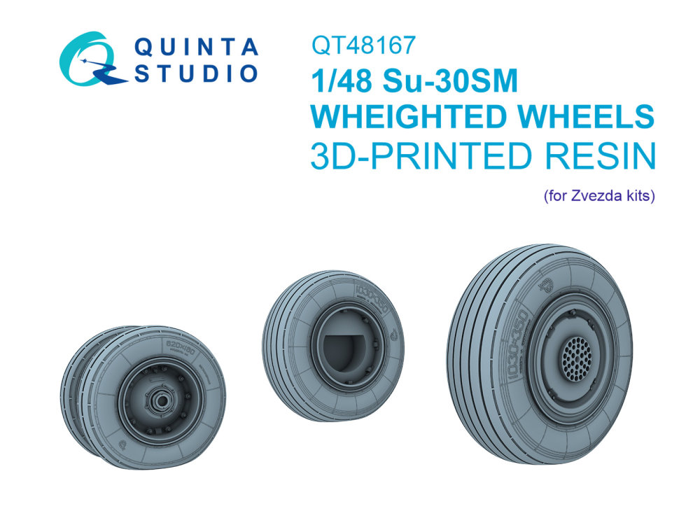 1/48 Su-30SM Wheels set with weighted tires (ZVE)