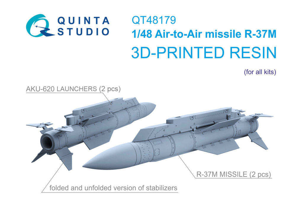 1/48 R-37M AA Missiles w/ Launchers, 2 pcs