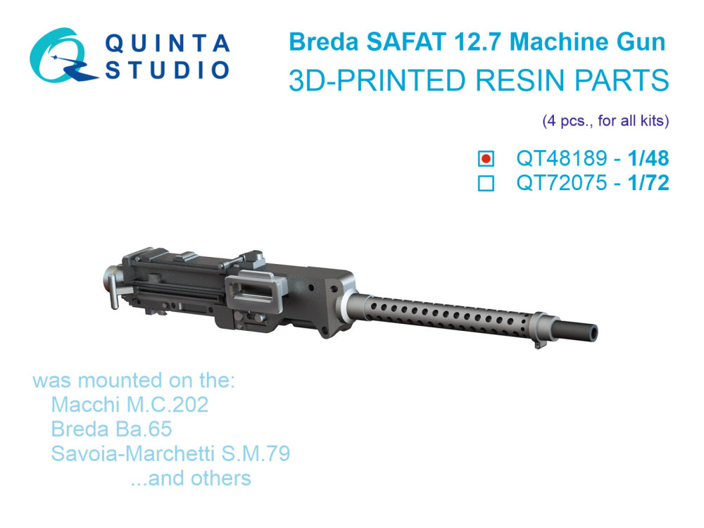 1/48 Breda SAFAT 12.7, WWII Italian MG, 4 pcs.