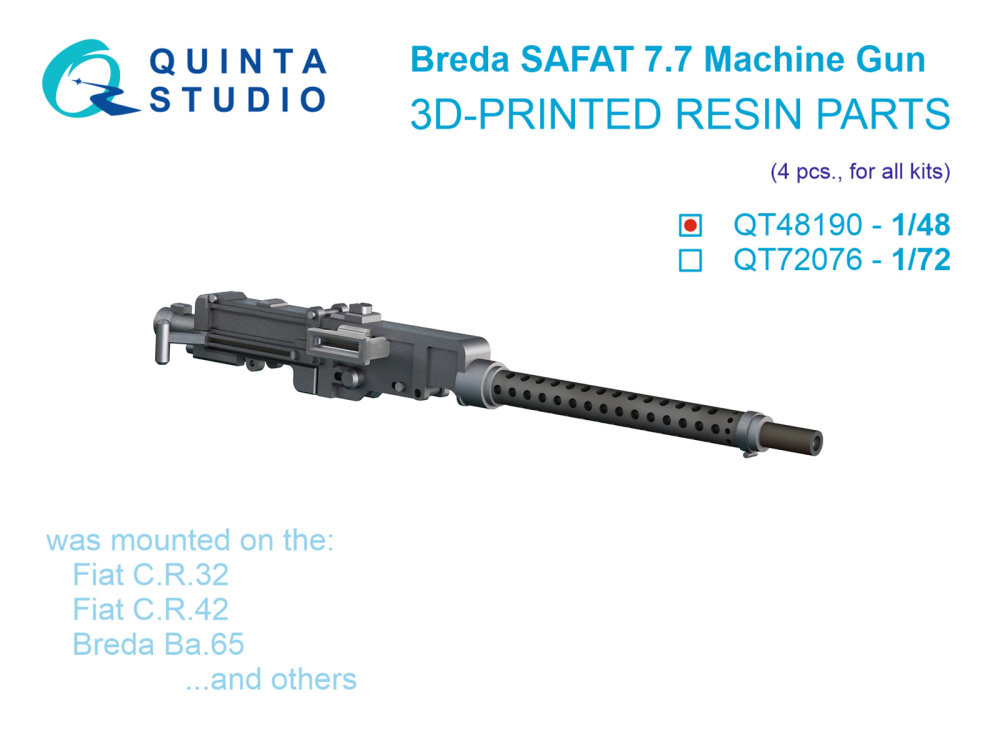 1/48 Breda SAFAT 7.7, WWII Italian MG, 4 pcs.