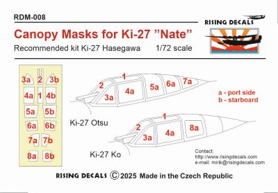 1/72 Canopy mask for Ki-27a/b Nate (HAS)