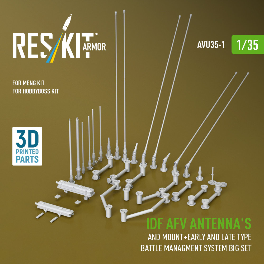 1/35 IDF AFV antenna's and mount (3D Printed)