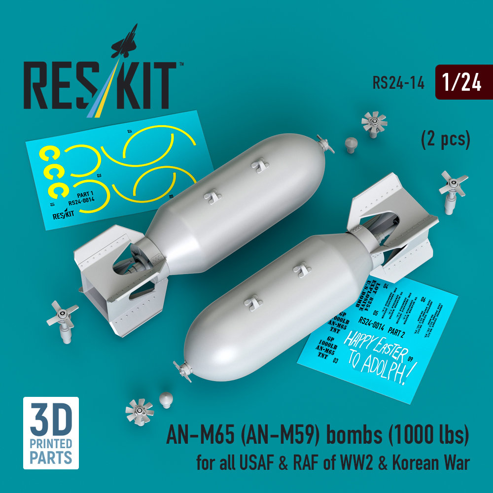 1/24 AN-M65 (AN-M59) bombs 1000 lbs. (2 pcs.)