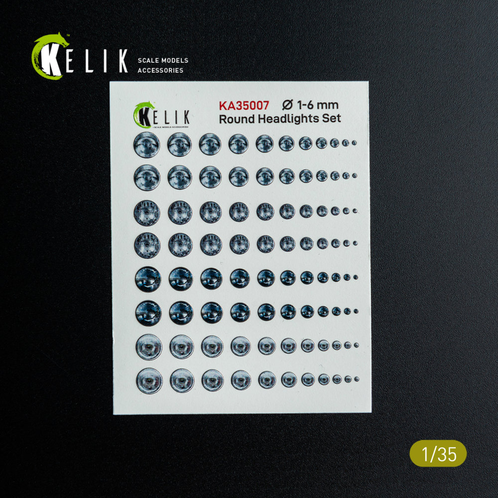 1/35 Round Headlights Set 1-6 mm - 3D Decal