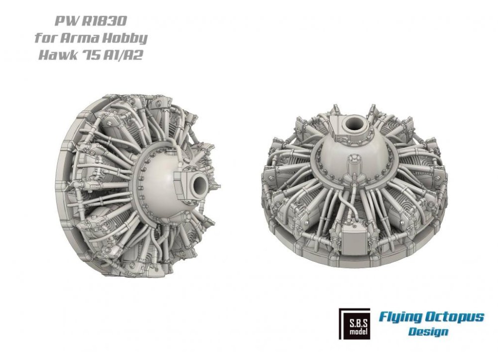 1/72 Hawk H-75 A1/A2 Engine & Exhaust set (ARMA)