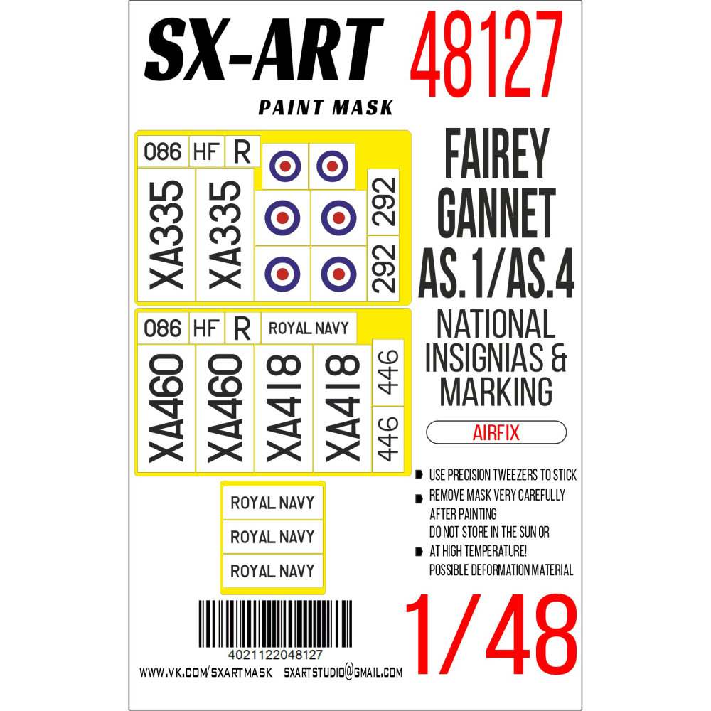 1/48 Paint mask F.Gannet AS.1/AS.4 & Nat.Insignia
