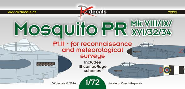 1/72 Mosquito PR Mk.VIII/IX/XVI/32/34 (18x camo)