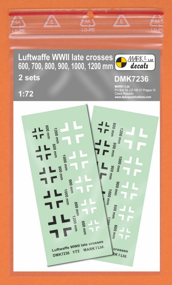1/72 Decals Luftwaffe WWII crosses late (2 sets)