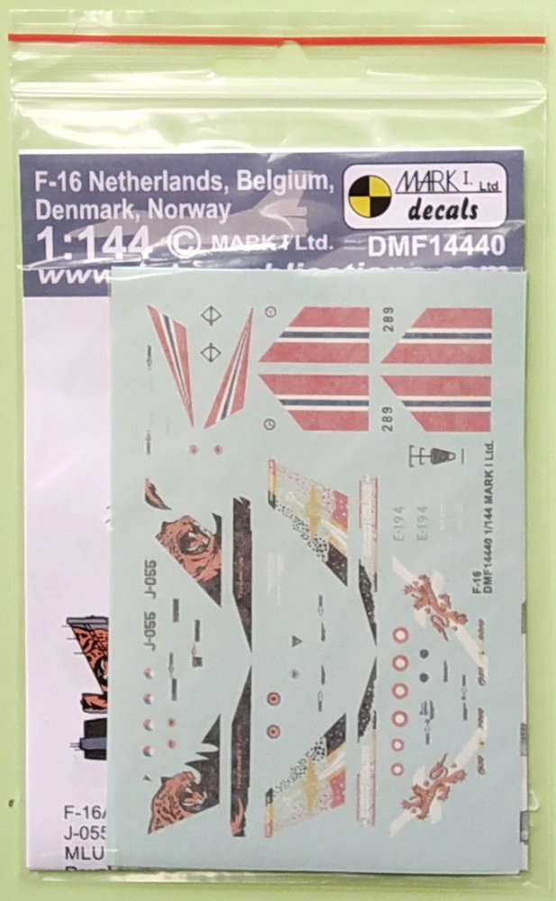 1/144 Decals F-16 in service (BE, NL, DK, NO)