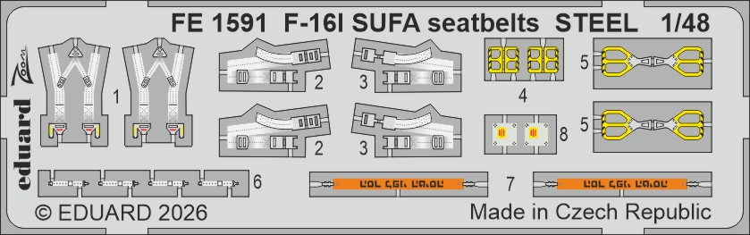 1/48 F-16I SUFA seatbelts STEEL (KINETIC Gold ed.)
