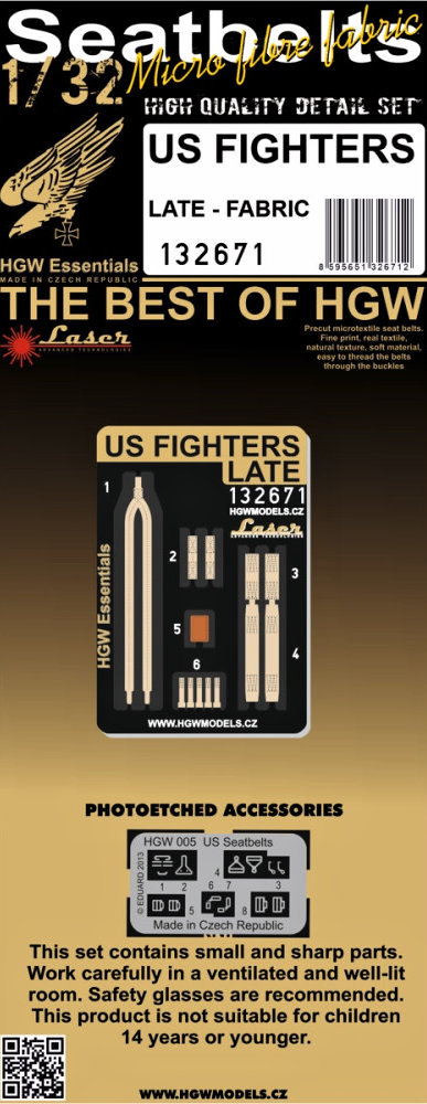 1/32 Seatbelts US Fighters late - Fabric (laser)