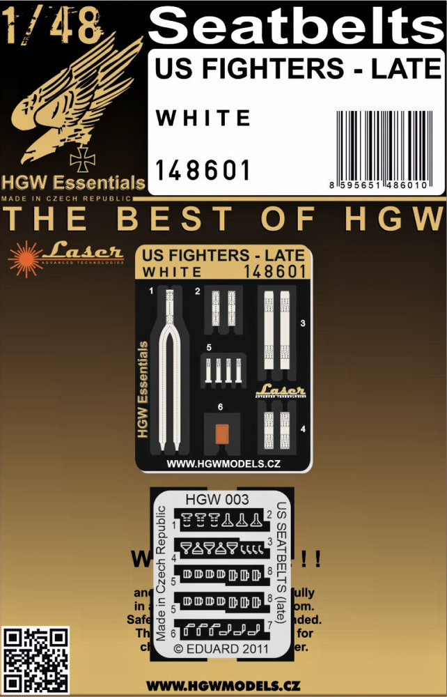 1/48 Seatbelts US Fighters late - White (laser)