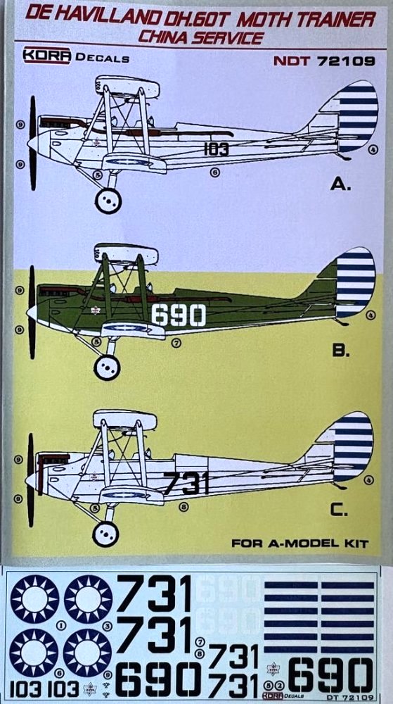 1/72 Decals DH.60T Moth Trainer China Service