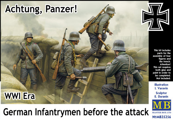 1/35 German Infantrymen before the attack, WWI era