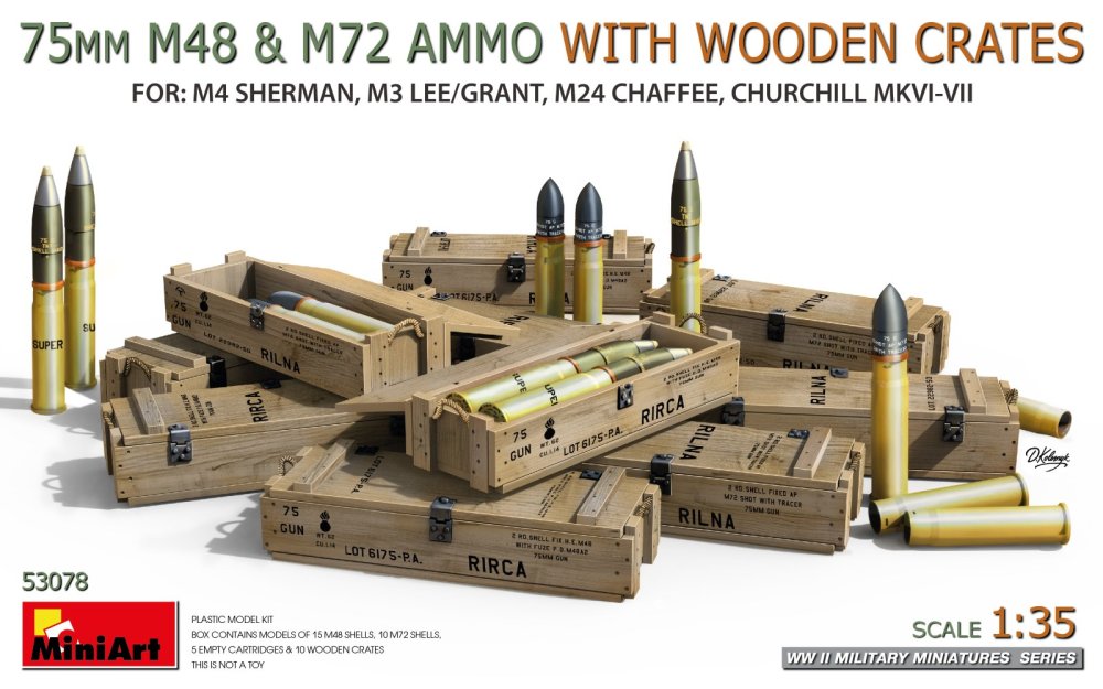 1/35 75mm M48 & M72 Ammo w/Wooden Crates