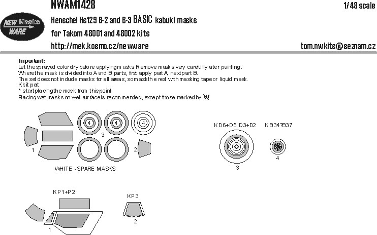 1/48 Mask Henschel Hs129 B-2 & B-3 BASIC (TAKOM)