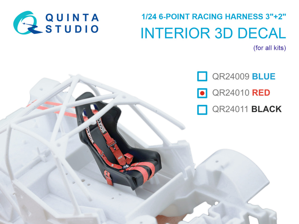 1/24 Sparco 6-point Racing Harness 3''+2'', red 