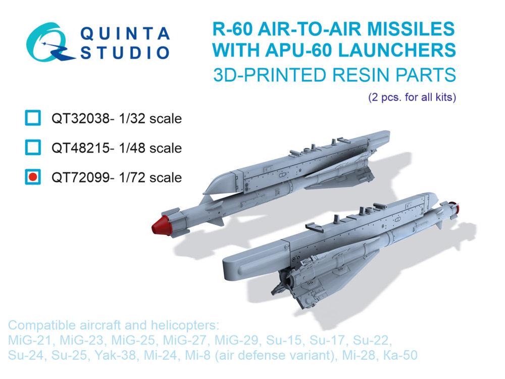 1/72 R-60 AA Missiles w/ APU-60 Launchers (2 pcs.)