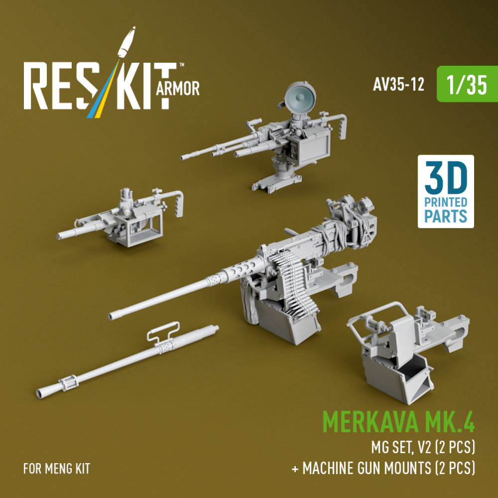 1/35 Merkava Mk.4 MG set, V2 + 2x MG mounts (MENG)