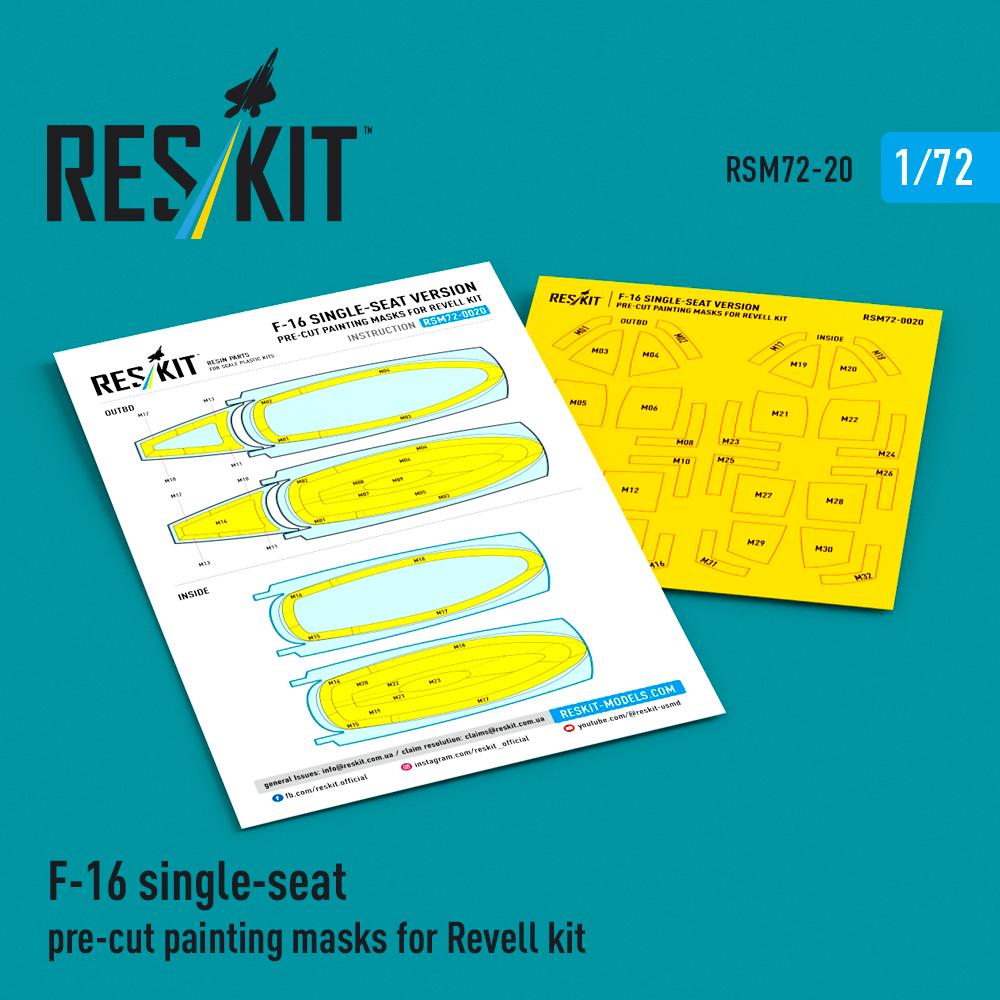 1/72 F-16 single-seat version painting masks (REV)