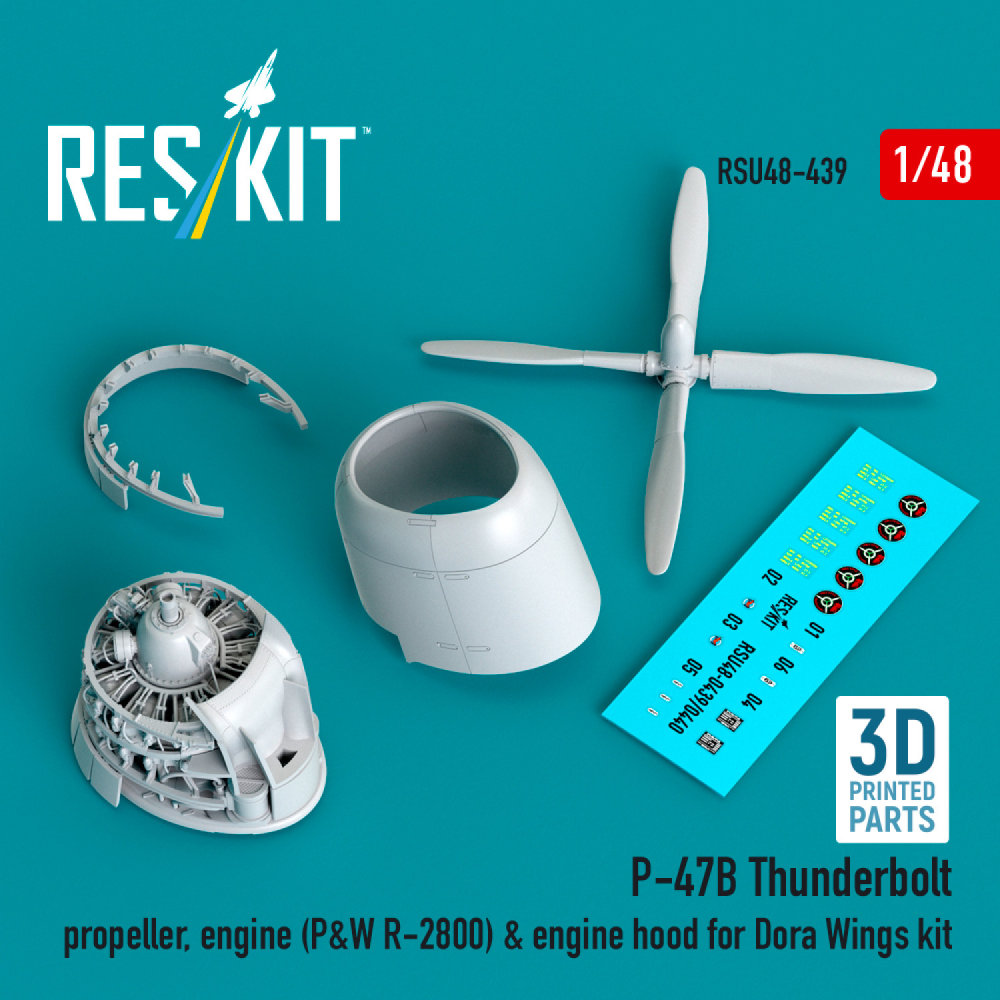 1/48 P-47B propeller, engine&closed hood (DORA)